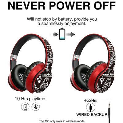 Wireless Bluetooth Headphones over Ear Headest Graffiti Bluetooth