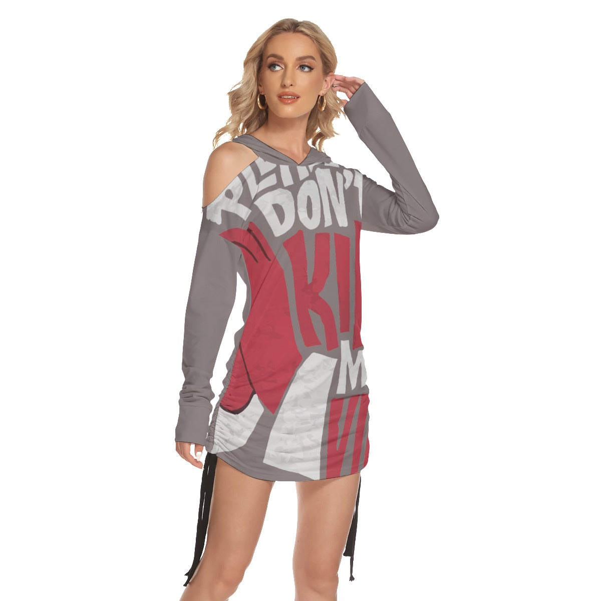 All-Over Print Women's One-shoulder Dress With Waist Shirring
