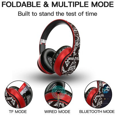 Wireless Bluetooth Headphones over Ear Headest Graffiti Bluetooth