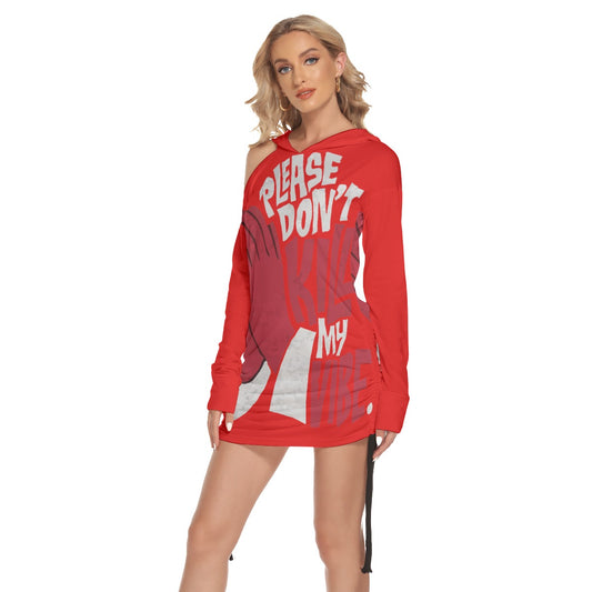 All-Over Print Women's One-shoulder Dress With Waist Shirring